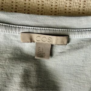 COS Light Blue Women's Short Sleeve V-Neck Tee